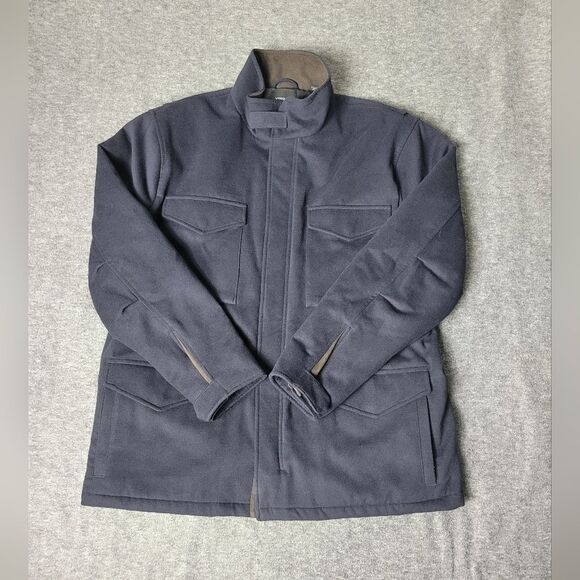 Vince Men's Field Jacket Size XL  Suede Trim Blue Navy - Picture 2 of 16